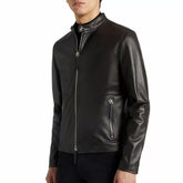 Plain Dark Brown Leather Jacket Mens